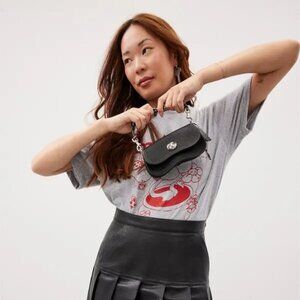 Mini Black Coachtopia Wavy Dinky Bag With Crossbody Strap